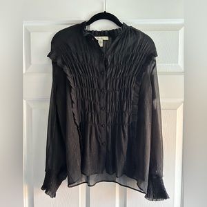 Black long sleeve button down blouse